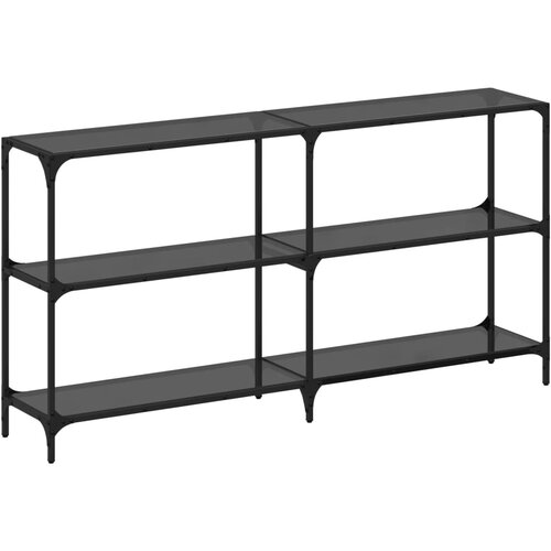 Maison Chic konzolna miza - miza ob steni s črno stekleno povr&amp;scaron;ino 158,5x30x81 cm jeklo, (21786273) Slike
