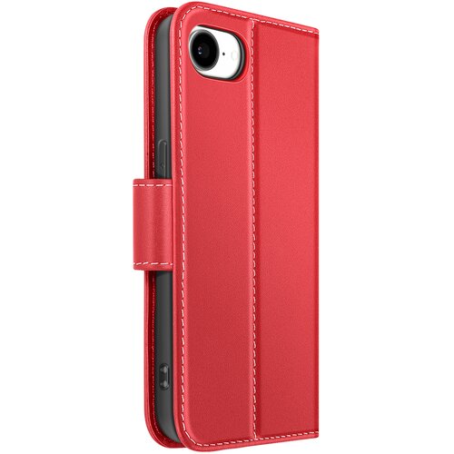 AVIZAR Premium usnjena torbica za iPhone 17e s predalom in stojalom, Rdeča, (5000274049) Cene