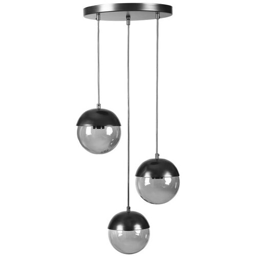 Opviq Küre 3 Lü tepsili siyah Füme Camlı Sarkıt dark grey chandelier Cene