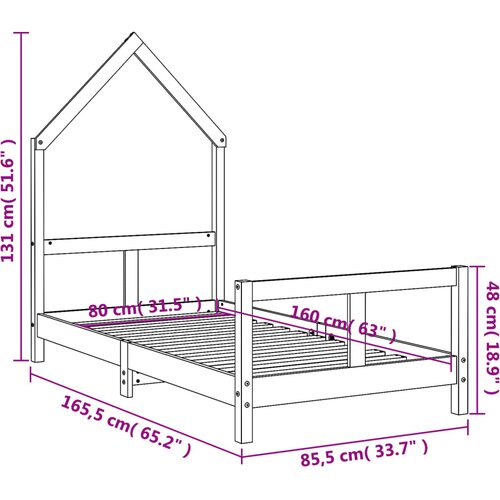  Okvir za dječji krevet crni 80 x 160 cm od masivne borovine Slike