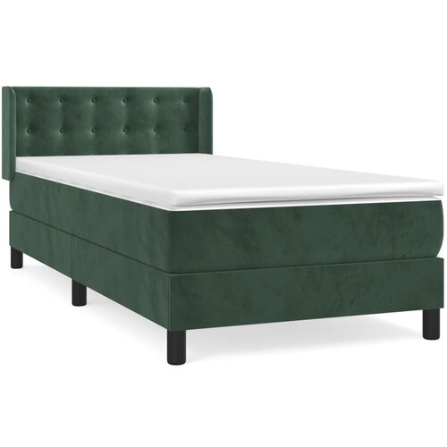 vidaXL Box spring postelja z vzmetnico temno zelena 100x200 Cene