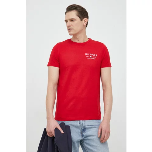 Tommy Hilfiger Pamučna majica boja: crvena, s tiskom