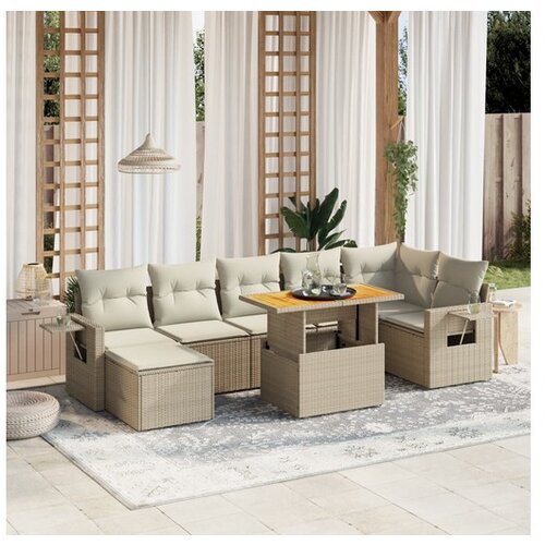 vidaXL 8-dijelni set vrtnih sofa od poliratana s jastucima bež Cijene