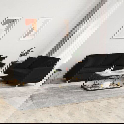 vidaXL Sedežna garnitura z vzglavniki 2-delna črno blago Cene