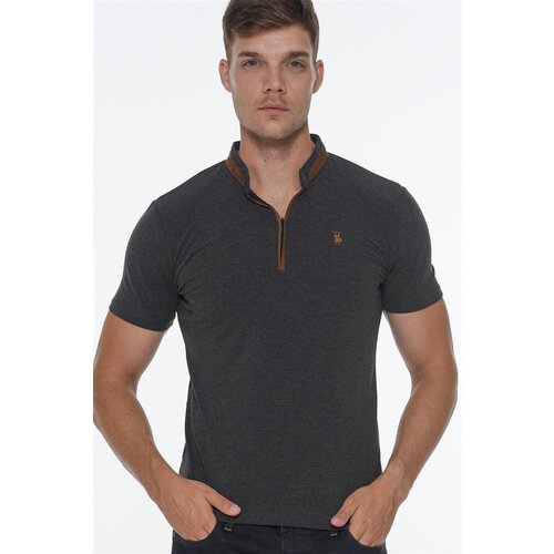 Dewberry T8571 ZIPPER MEN'S T-SHIRT-ANTHRACITE Cene