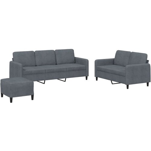 Maison Chic Sedežna garnitura - kavč 3-delna temno siv žamet, (21728308) Cene