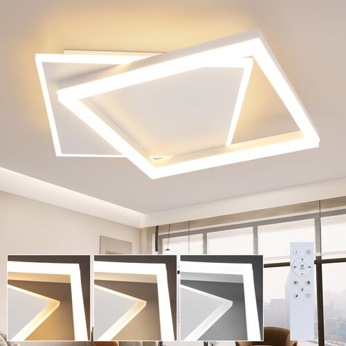 Nettlife LED stropna svetilka za dnevno sobo, spalnico, zatemnljiva z daljinskim upravljalnikom, 42W, moderna oblika, kvadratna, bela, akrilna, (22110713) Cene