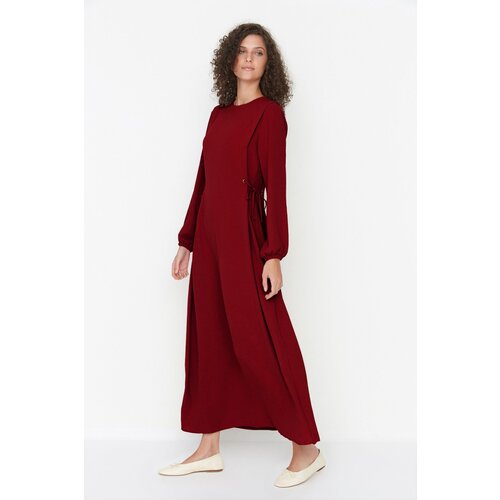 Trendyol Red Tie Waist Detail Elastic At The End Of The Sleeve Aerobin Woven Dress Slike