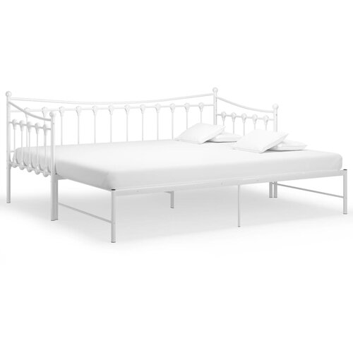 VidaXL Izvlečni posteljni okvir bel iz kovine 90x200 cm, (20606293) Slike