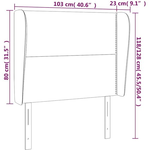  Uzglavlje s u&amp;scaron;ima tamnoplavo 103x23x118/128 cm bar&amp;scaron;unasto Slike
