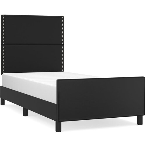VidaXL Posteljni okvir z vzglavjem črn 90x190 cm umetno usnje, (20737260) Slike