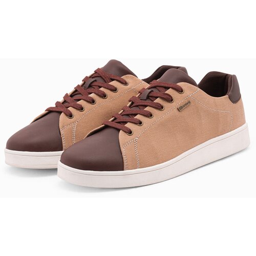 Ombre Men's shoes sneakers with combined materials - brown Cene