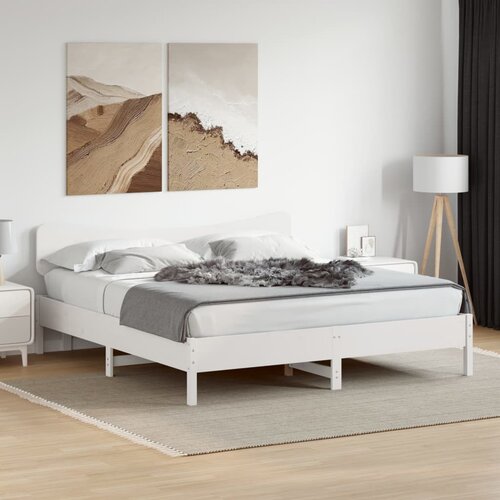 vidaXL Posteljni okvir brez vzmetnice bel 180x200 cm trdna borovina Cene