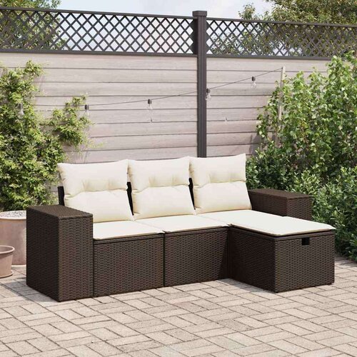 vidaXL 4-dijelni set vrtnih sofa od poliratana s jastucima smeđi Cijene