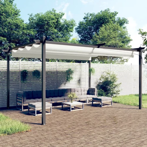 vidaXL Vrtni paviljon z zložljivo streho 4x3 m krem