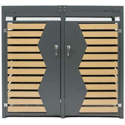  Westman Spremi&amp;scaron;te za 2 kante za smeće | 2x240 litara | Antracit | 84x134x125 cm - BRANDED IN GERMANY Slike