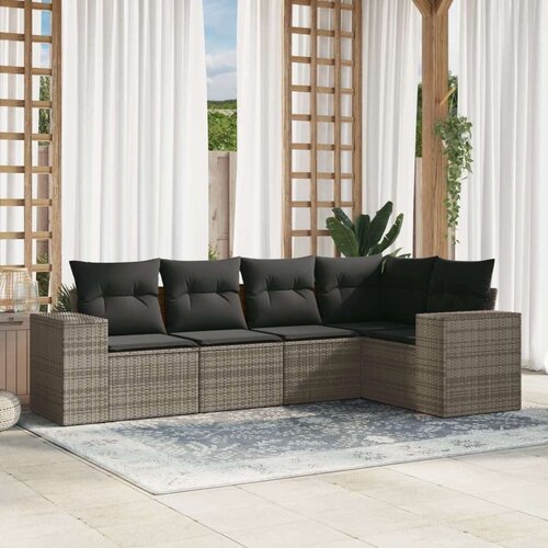 vidaXL 4-dijelni set vrtnih sofa od poliratana s jastucima sivi Cijene