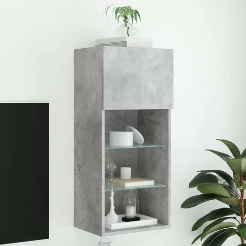 TV ormarić s LED svjetlima siva boja betona 40 5x30x90 cm