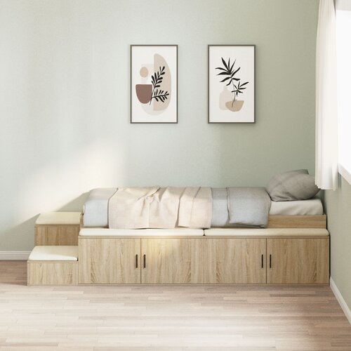 VidaXL Postelja s shranjevanjem Sonoma Oak 100x200 cm Slike