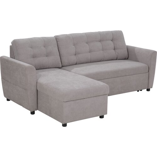 HOMCOM 3-sedežna kotna raztegljiva kavč postelja z leži&amp;scaron;čem za shranjevanje in oblazinjenjem z lanenim učinkom, 217x134x85cm, siva, (20755588) Slike