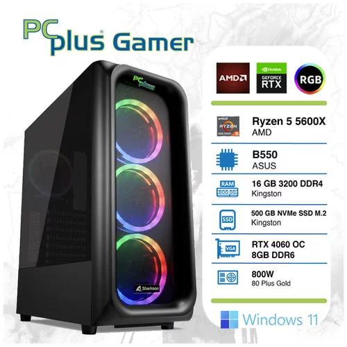 PCPLUS Gamer r5-5600x 16gb 500gb nvme ssd rtx 4060 8gb ddr6
