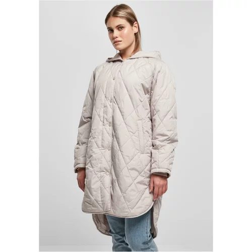 UC Curvy Ladies Oversized Diamond Quilted Hooded Coat warmgrey