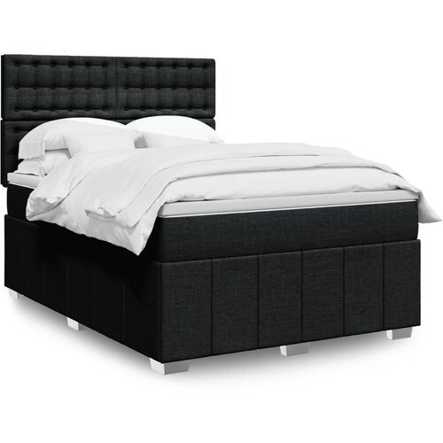 vidaXL Box spring postelja z vzmetnico črna 140x200 cm blago Cene