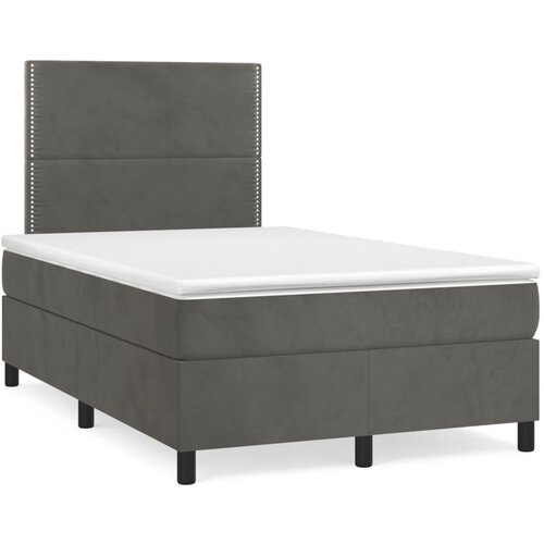  Krevet box spring s madracem LED tamnosivi 120 x 190 cm baršun Cene