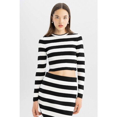 Defacto Cool Slim Fit Striped Crew Neck Sweater Cene