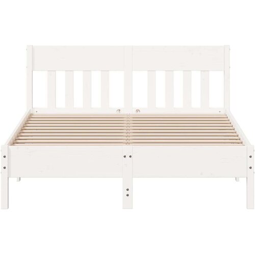 VidaXL Okvir kreveta s uzglavljem bijeli 140 x 190 cm od borovine Slike