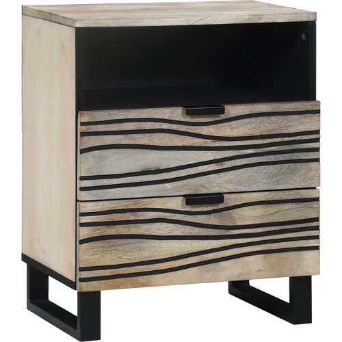 VidaXL Noćni ormarići s ladicama Bijela i crna 50 x 33 x 60 cm Slike