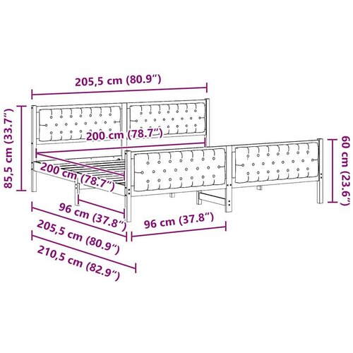  Okvir za krevet Tamno siva 200 x 200 cm tkanina Slike