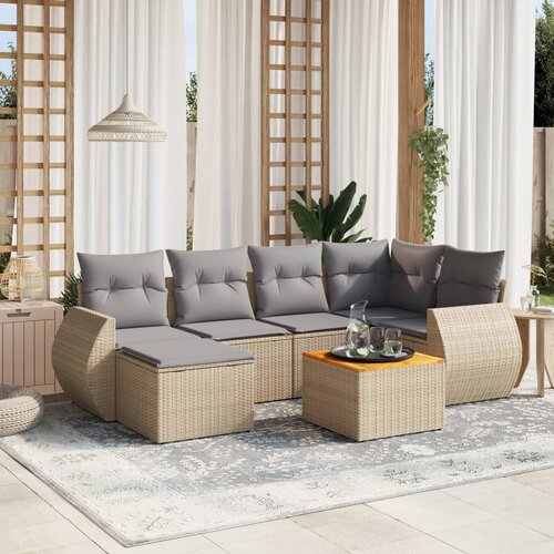 vidaXL 7-dijelni set vrtnih sofa od poliratana s jastucima bež Cijene