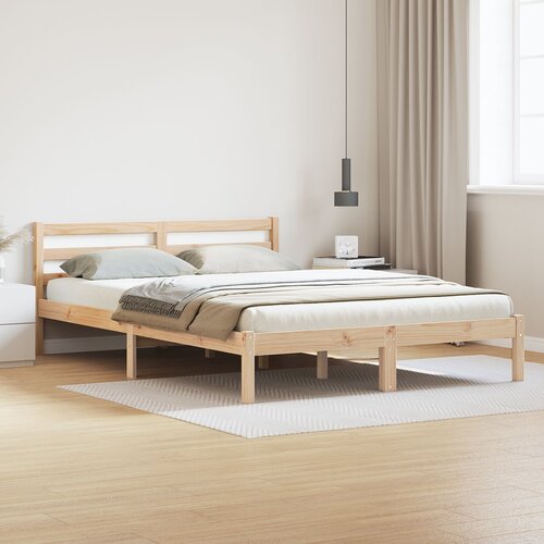 VidaXL Postelja s hrbtno stranjo 160x210 cm Trden borov les Slike