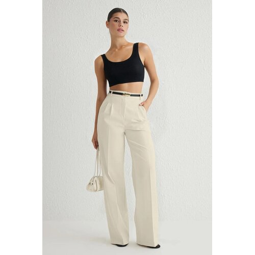 TRENDYOLMILLA ženske pantalone Twoaw25Pl00109, bež-siva Cene