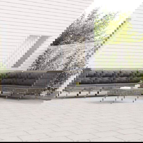  8-dijelna vrtna garnitura od poliratana s jastucima siva Cijene