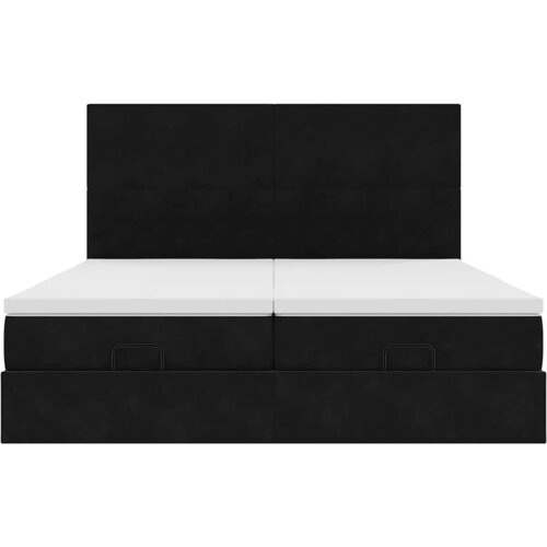  Otomanski okvir kreveta s madracima crni 200x200cm bar&amp;scaron;unasti Slike