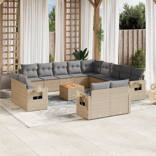 vidaXL 14-dijelni set vrtnih sofa s jastucima poliratan Bež Cijene