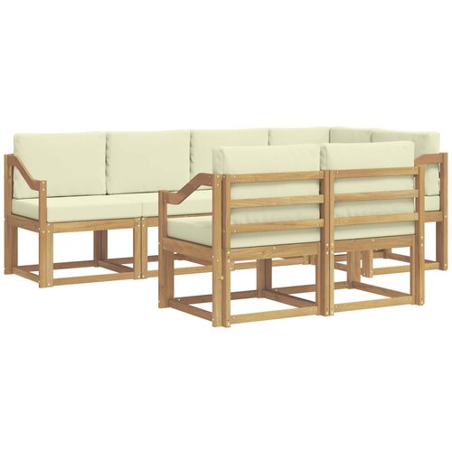 vidaXL Zunanja garnitura za sedenje 7 pcs Bela in krem Poliester, (5000279604) Cene