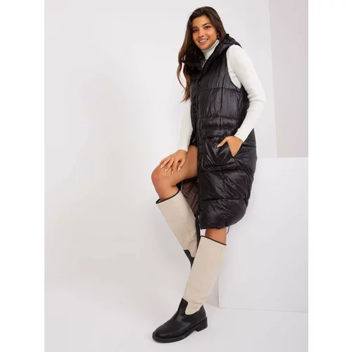 Fashion Hunters Black long vest with hood SUBLEVEL