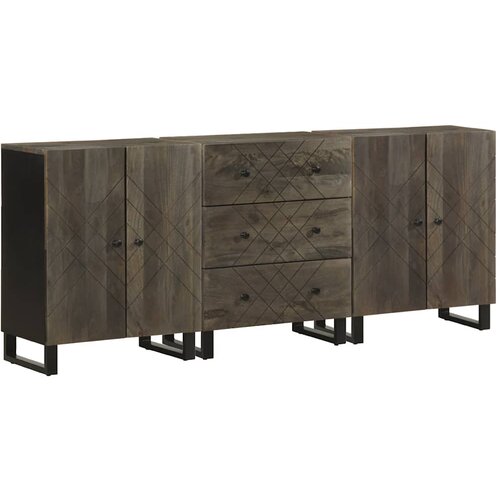  Komoda od 3 komada crna 60x33x75 cm Puno drvo Mango Cijene