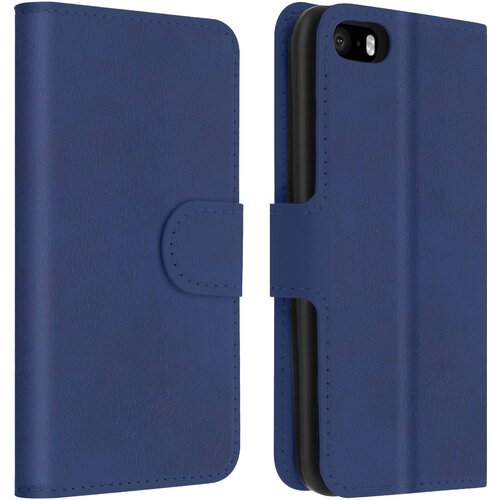 AVIZAR Stoječa torbica Wallet Flip z režami za kartice za iPhone 5 / 5S / SE - modra, (20526697) Slike