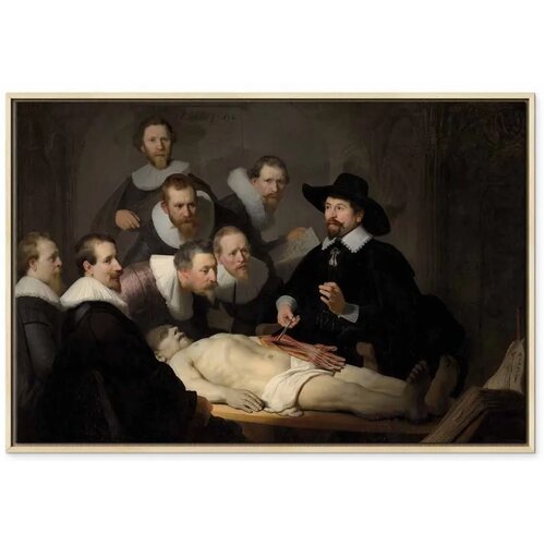  Slika - Rembrandt &amp;ndash; The Anatomy Lesson of Dr. Tulp 60x40 U prirodnom drvenom okviru Slike