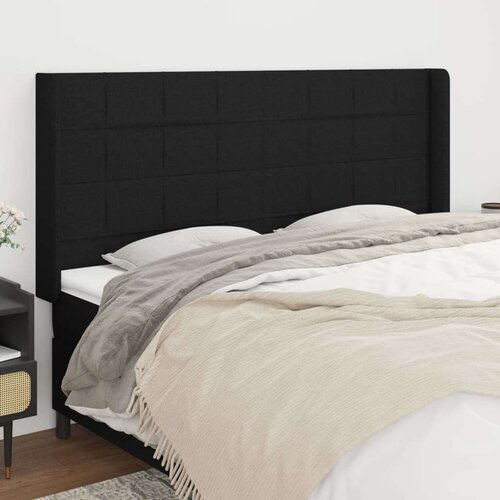 Uzglavlje s u&amp;scaron;ima crno 163x16x118/128 cm od tkanine Slike