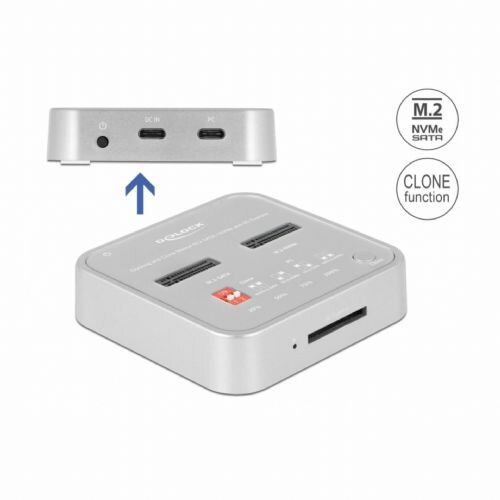 Delock Čitalec in presnemovalec diskov USB 3.2 Gen2 Tip C za M.2 NVMe PCIe+M.2 SATA SSD Slike