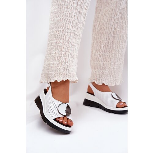 S. BARSKI Leather Women's Wedge Sandals With Decoration S.Barski Cene