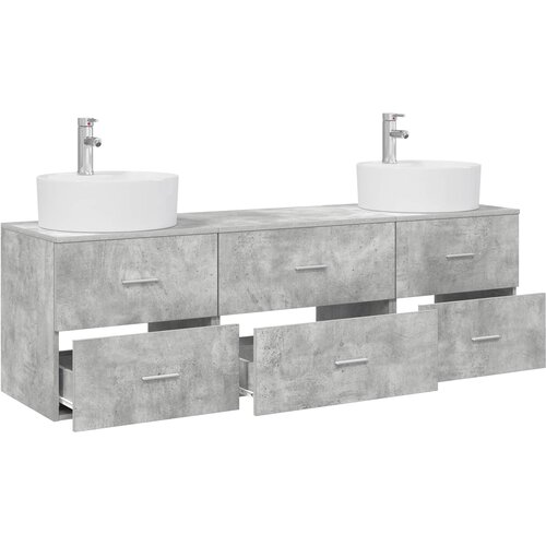  Set ormarića za kupaonicu 3 kom. Betonska siva 62,5 x 44,5 x 50 cm Slike