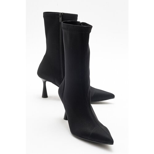 LuviShoes SPEZIA Women's Black Scuba Heeled Boots Slike