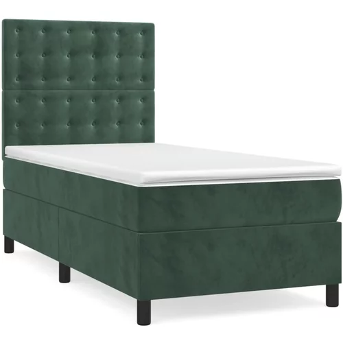 vidaXL Box spring postelja z vzmetnico temno zelena 80x200 cm žamet, (20899313)
