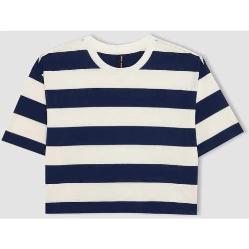 Defacto Boxy Fit Striped Crew Neck Short Sleeve T-Shirt